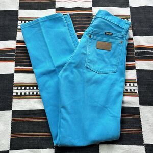 Vintage Turquoise Wrangler Cowboy Cut High Rise Denim Jeans. Rare. USA. 3/31.
